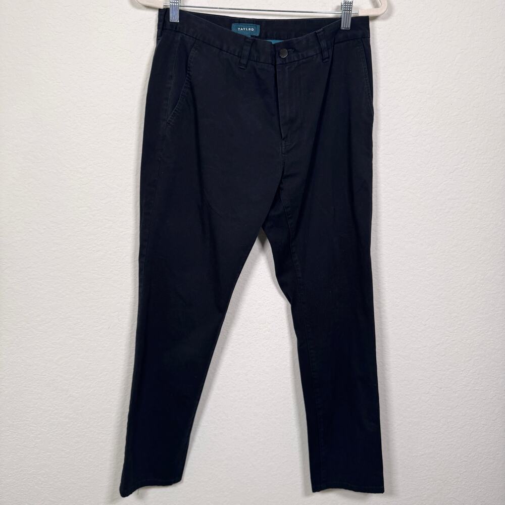 Taylrd Mens Taylrd Fit Tech Chinos Cotton Stretch Pants Size 32 X 30 Black